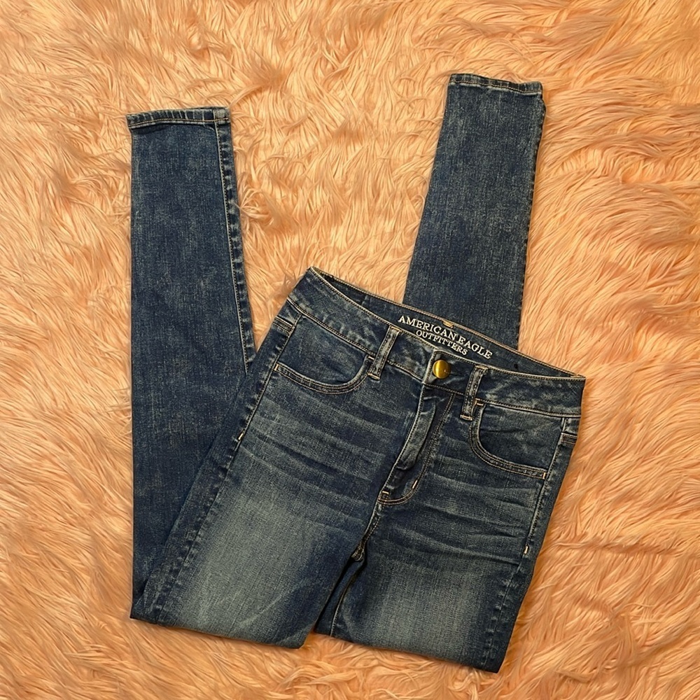 American Eagle Super Stretch Hi Rise Blue Jegging Size 2